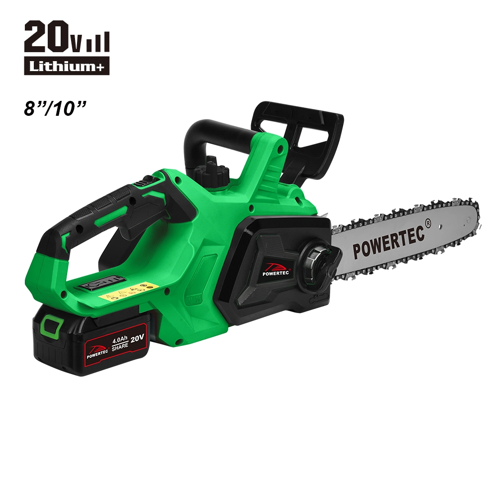 Powertec 20V Battery Share Cordless Chain Saw with Bar 8/10 Inch Li-ion Garden Tool