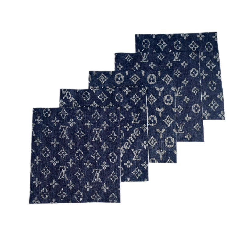 180cm Super Wide Width Dobby Slub Brand Letter Pattern Jacquard Denim Jean Fabric