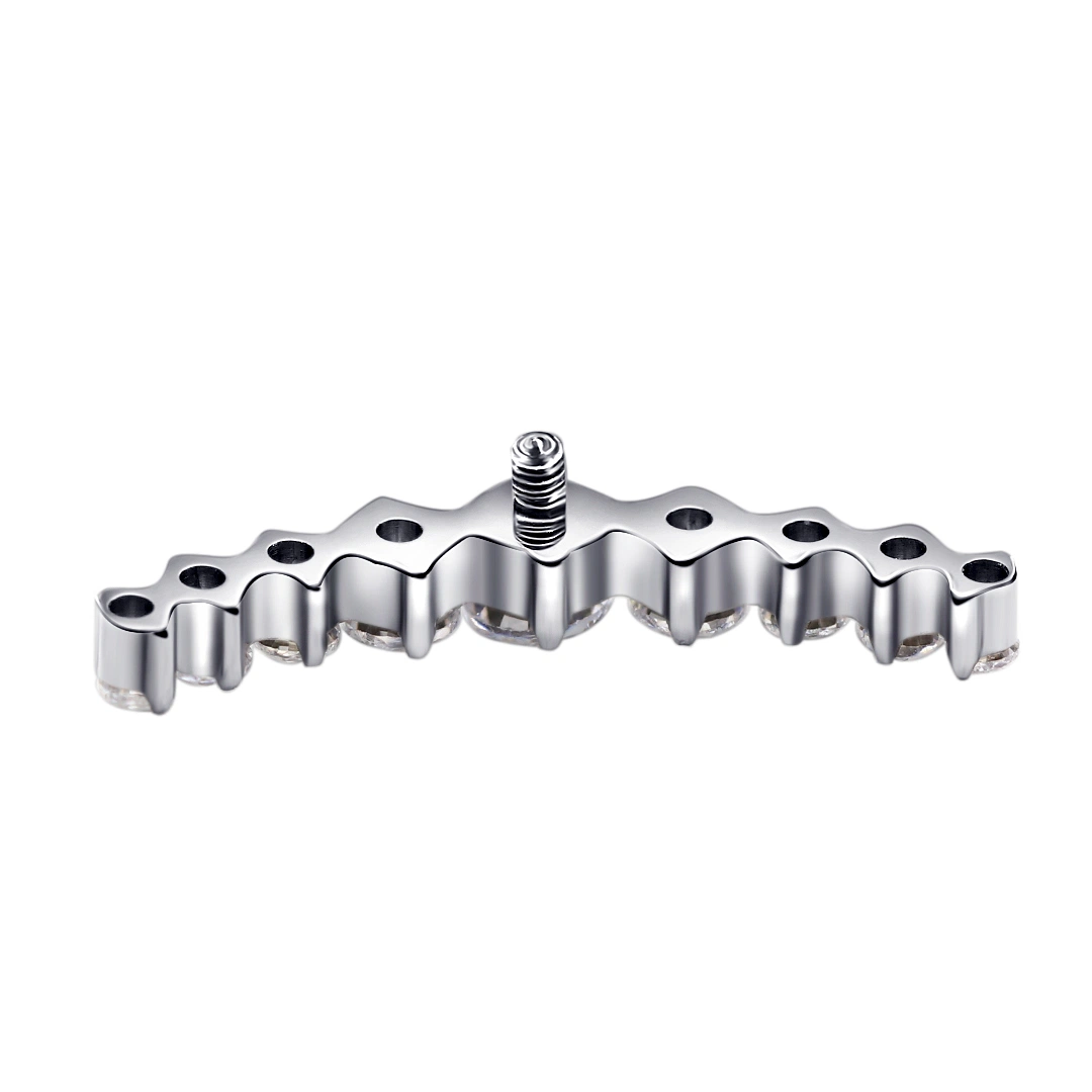 Metal eterno ASTM F136 Titanio 9 Prong Set curva CZ Joyería de Piercing de cuerpo de Top con rosca interna