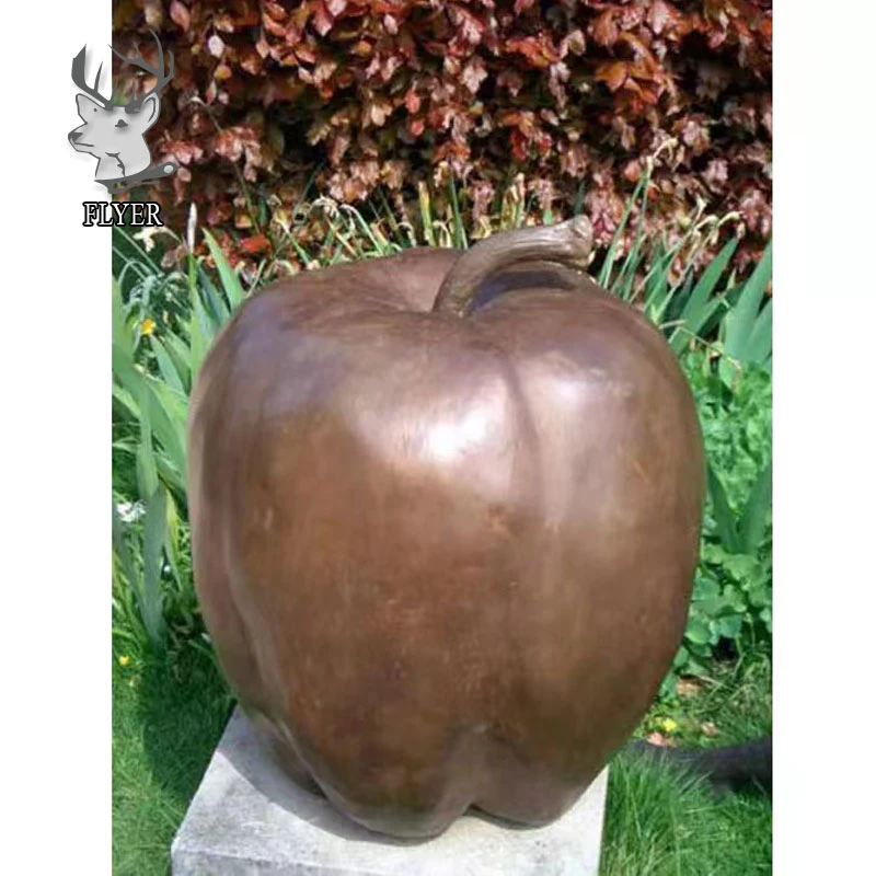 Decoración de jardín al aire libre hecho personalizado manzana roja de resina de gran tamaño de la Estatua de Fibra de Vidrio de Color Verde Manzana Escultura