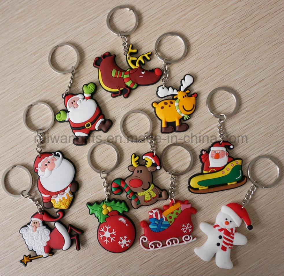 Santa de goma al por mayor Keychain para la decoración de la Navidad