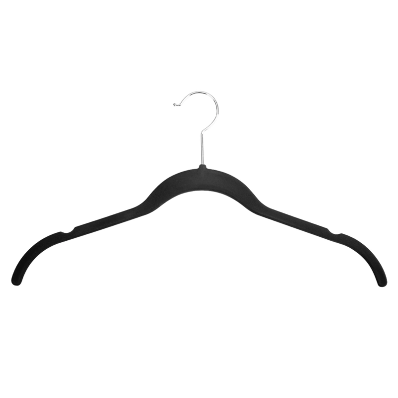 Black Velvet Flocked Non Slip Clothes Coat Top Hangers (VH010-3)