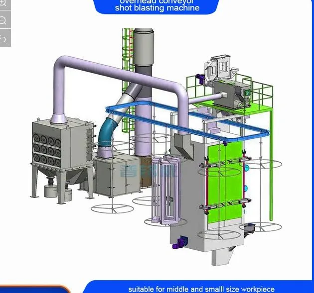 China Overhead Conveyor Shot Blasting Machine with The Newly Developed Abrasive Separators