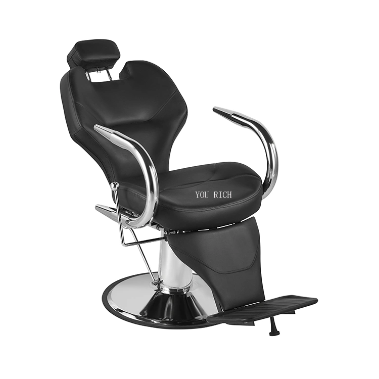 Chaise de coiffeur inclinable hydraulique Chaise de salon Chaise de coiffure pour équipement de salon Chaise de tatouage noire.