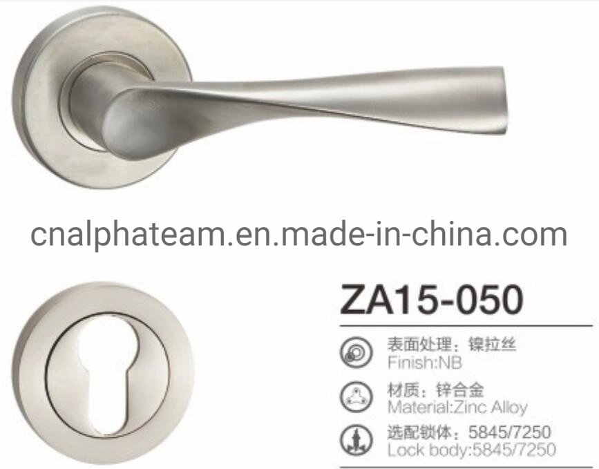 Fashion Stainless Steel Casting Door Handle Hardware on Round Rosette with Lower Escutcheon