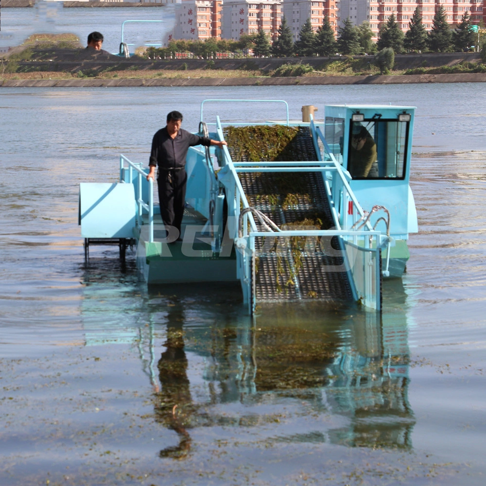 Infestantes aquáticas máquina de colheita para Aguap cortador de cana a recolha do lixo seco Barco/navio Skimmer Lixeira Barco Ceifeira/Água colhedora de plantas