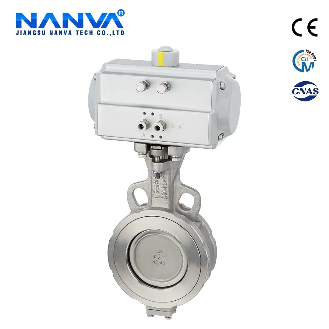 Pneumatic Butterfly Valve High Performance Double Eccentric Clamping Butterfly Valve PTFE Seal