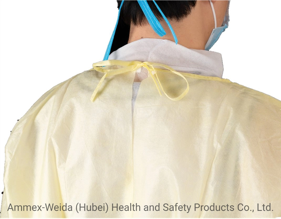 Disposable Good Protective Isolation Gown with Knitted Wrist by SMS Material for Prevent Bacterial and Splash