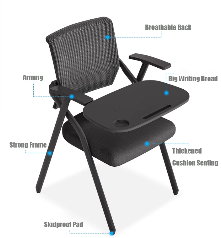 New Design MID Back Folding Training Chair Student Chair with Writing Tablet