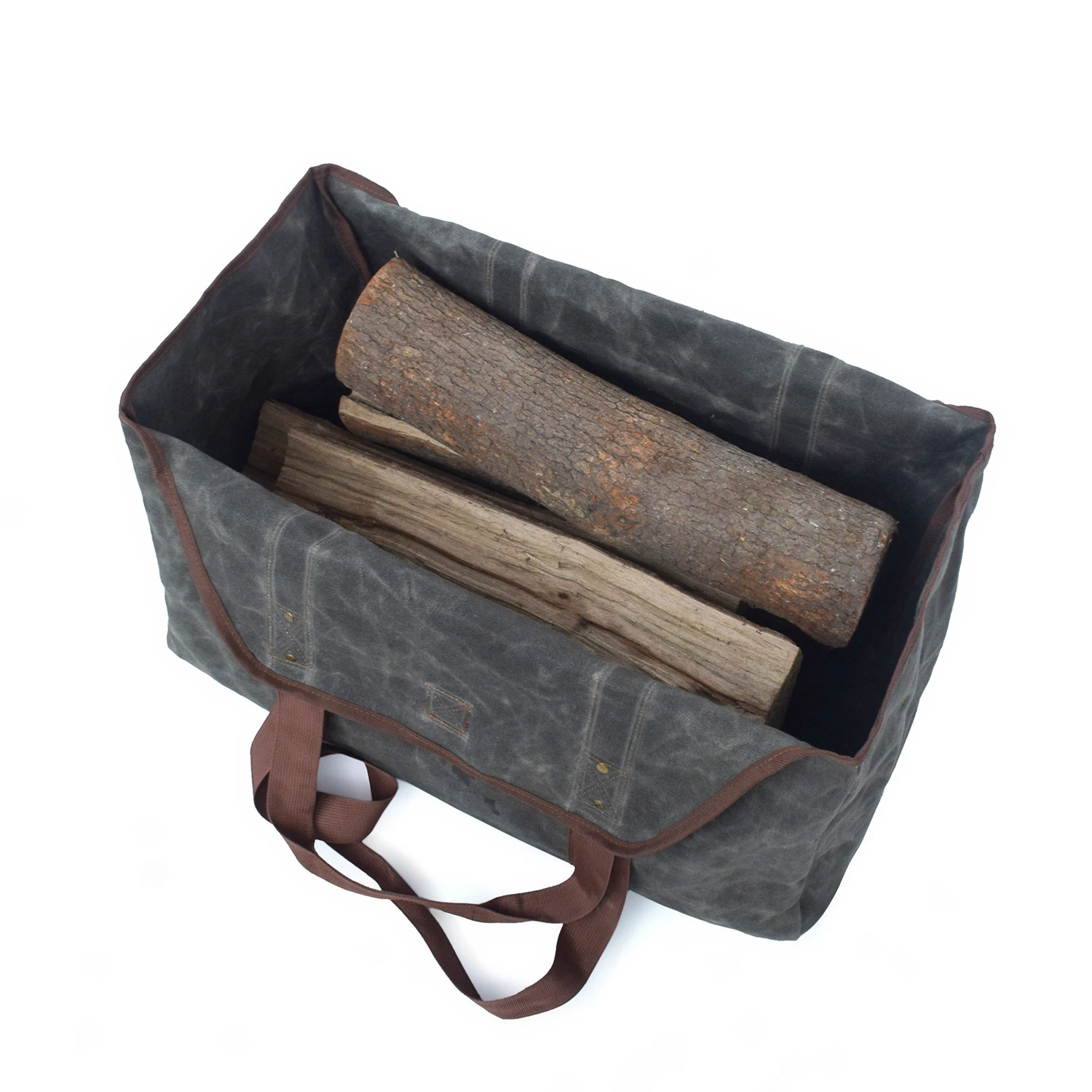 Log Canvas Tote Bag with Pocket, Fireplace Tools Wood Rack Waterproof, Fire Pit Log Accessories Double Handle Firewood Carrier Wbb13143