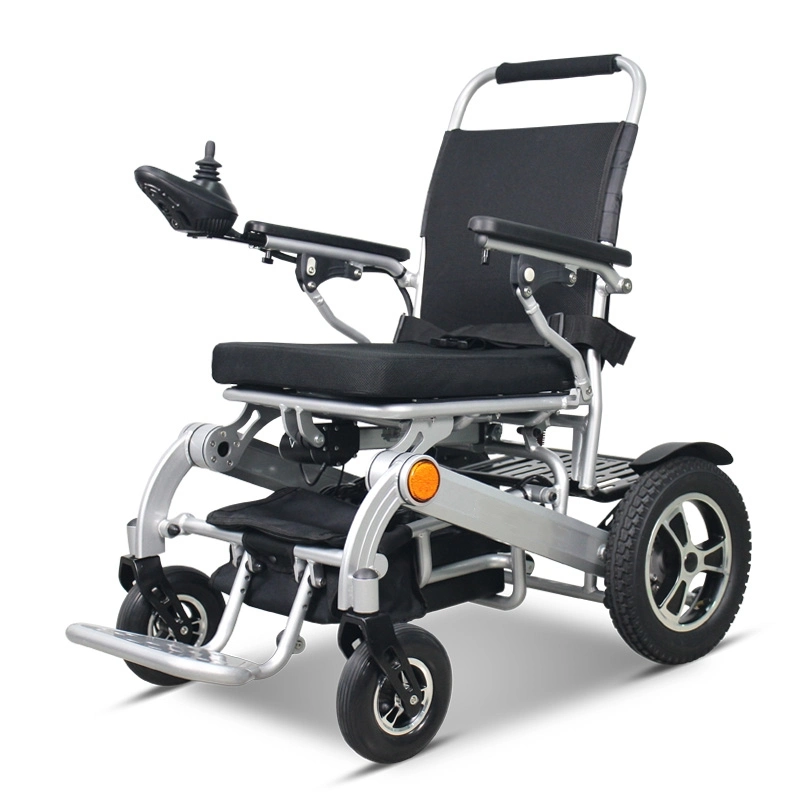 Cadeira de rodas elétrica dobrável automática em alumínio para exterior com LED dianteiro Luz