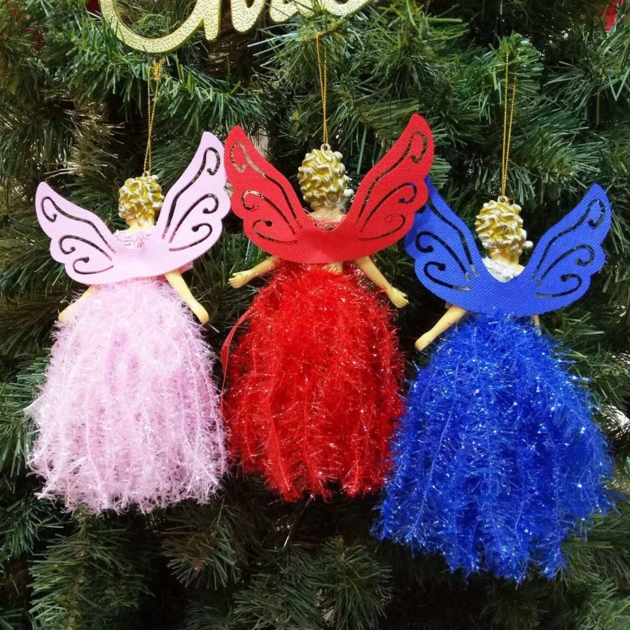 Colores de lujo caucho plástico Colgante Angel adornos para Navidad Decoración de árbol