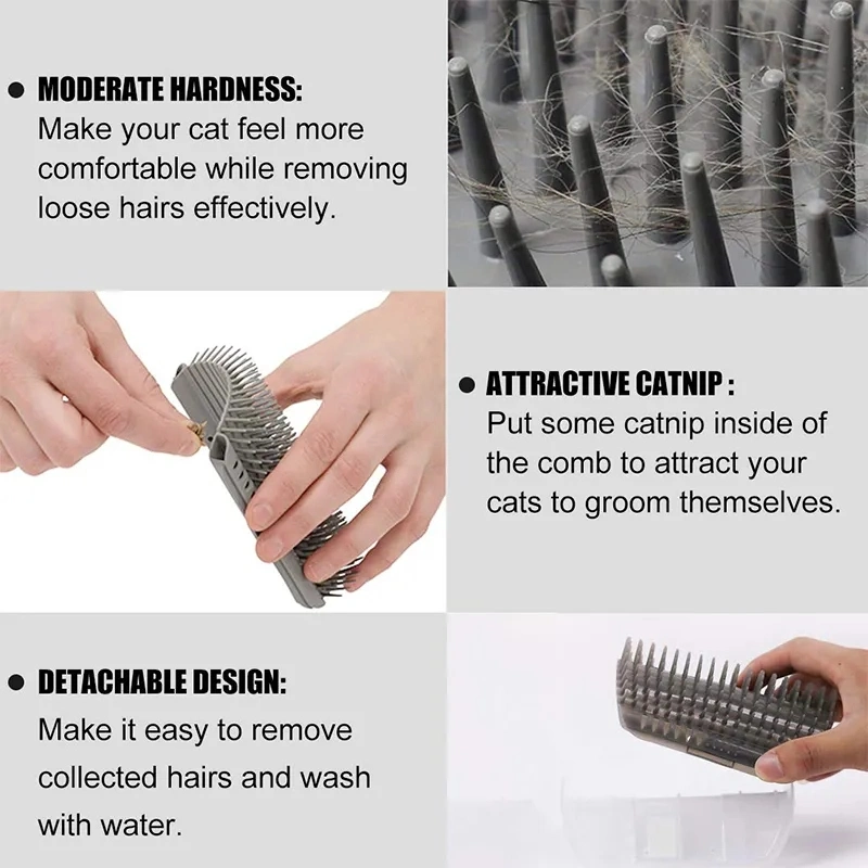 Removable Cat Corner Scratching Rubbing Brush Pet Hair Removal Massage Comb Pet Grooming Cleaning Supplies