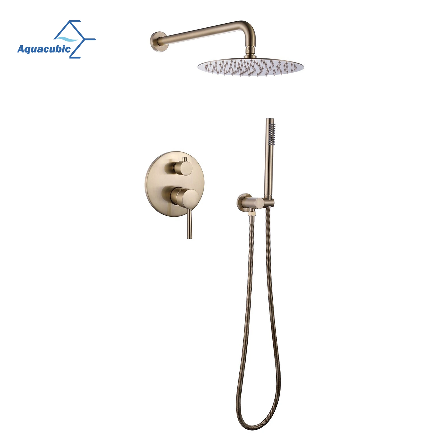 Aquacubic OEM Cupc Gold Wall Mount Bathroom Rainfall Shower System Faucet for Bathroom