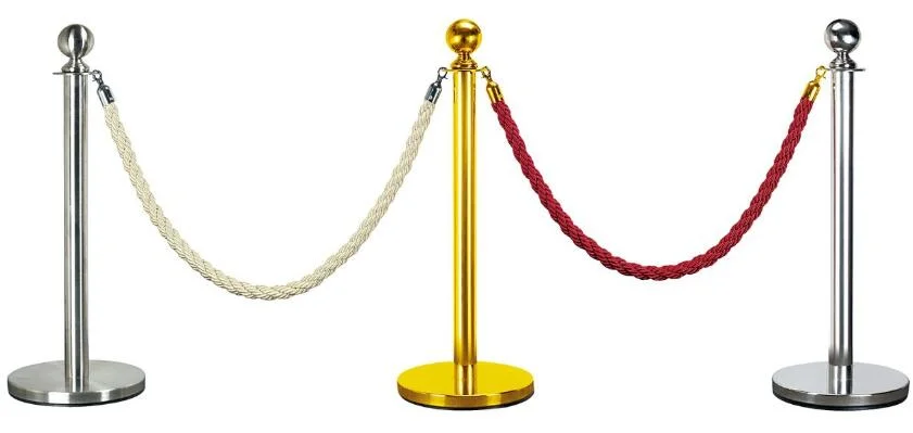 Rope Safety Queuing Barrier Posts Steel Barricades Crowd Control Stanchion