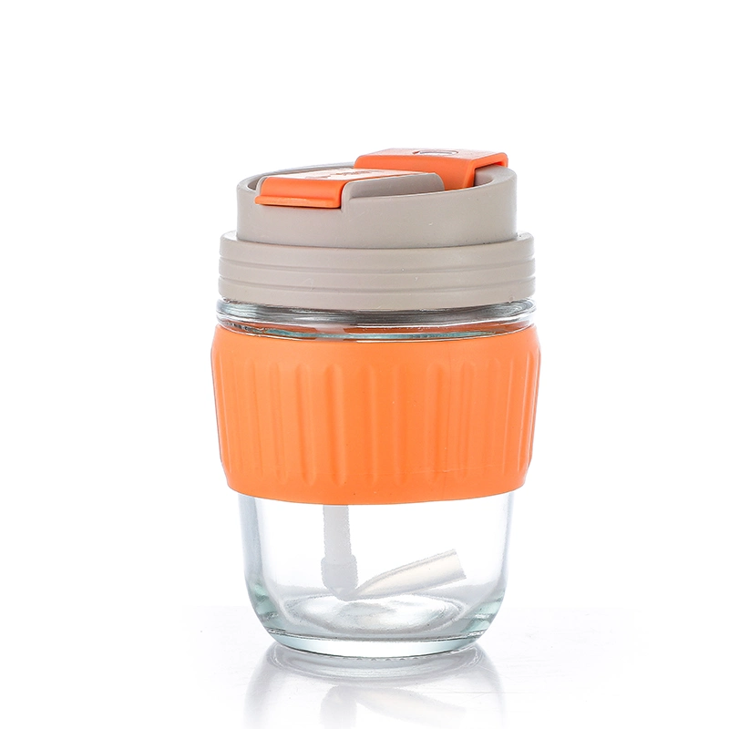 12oz 350ml Custom Glass Coffee Mug Lids for Mugs Reusable Leak Proof Glass Coffee Cup Beverage Jar