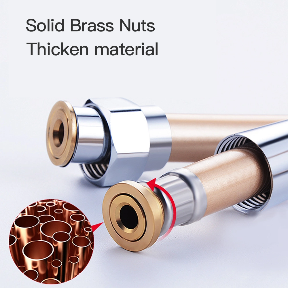 Brass Nuts Silver Shower Hose Water Tube Plastic Pipe with 1.5 Meters