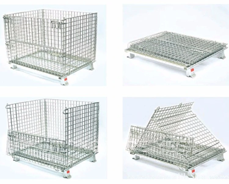 L'acier Wire Mesh empilables Cage d'entrepôt de stockage en casiers chariot porte-conteneurs