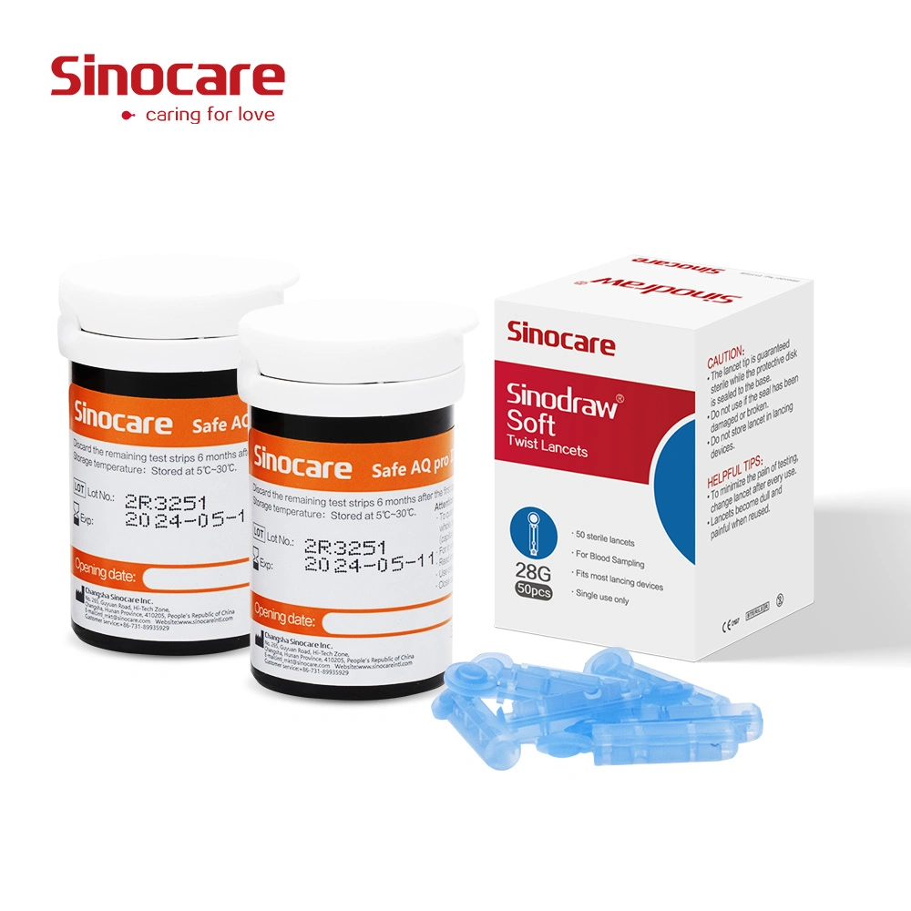 Medidor de glicemia Sinocare tira de teste de açúcar no sangue do medidor de glicose monitora o sensor do medidor de glicemia inteligente de preços