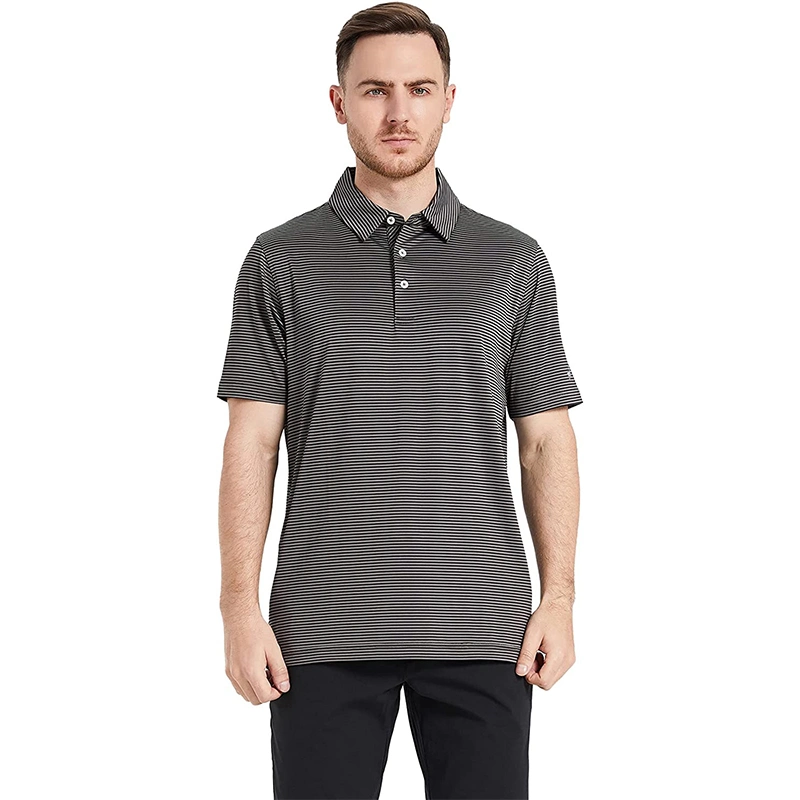 Golf Shirts for Men Dry Fit Polo Shirts Lightweight and Breathable Polo Collar Stripe Design Shirt