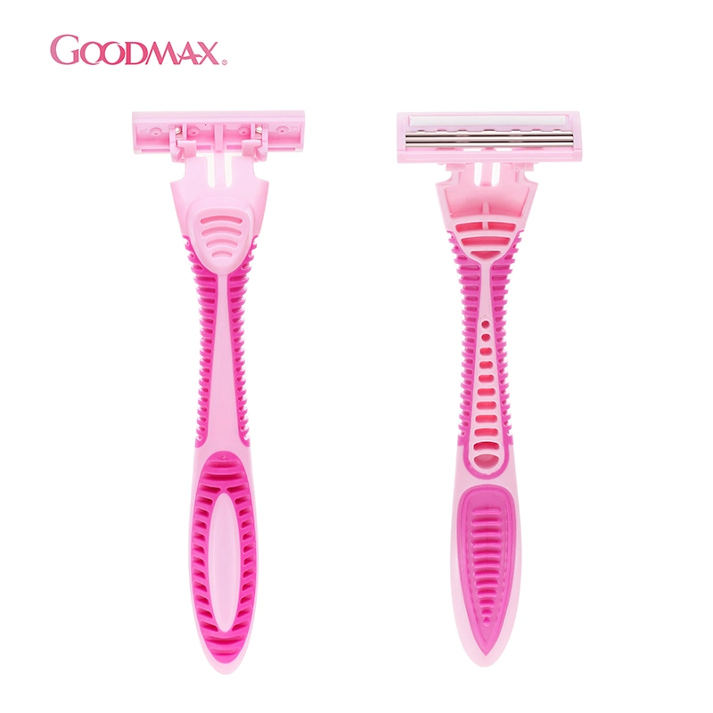 Lady&prime; S Disposable Triple Blade Razor with Plastic and Rubber Handle