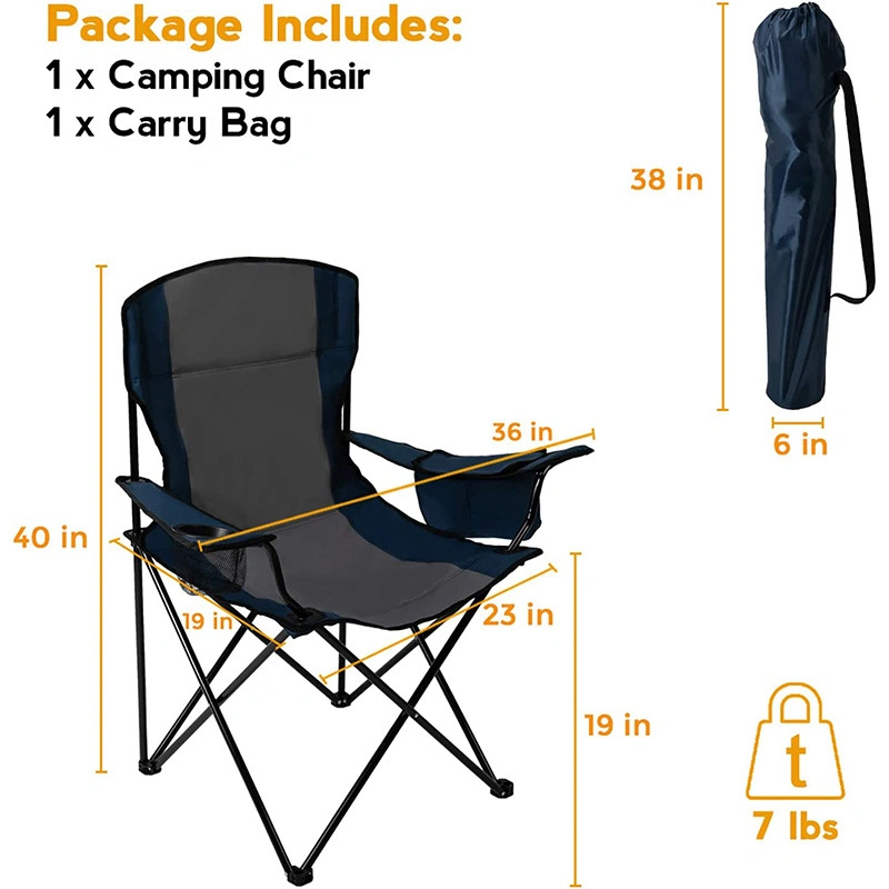 Quad Camp Chair refrigerador y portavasos incorporados, incluye bolsa de transporte