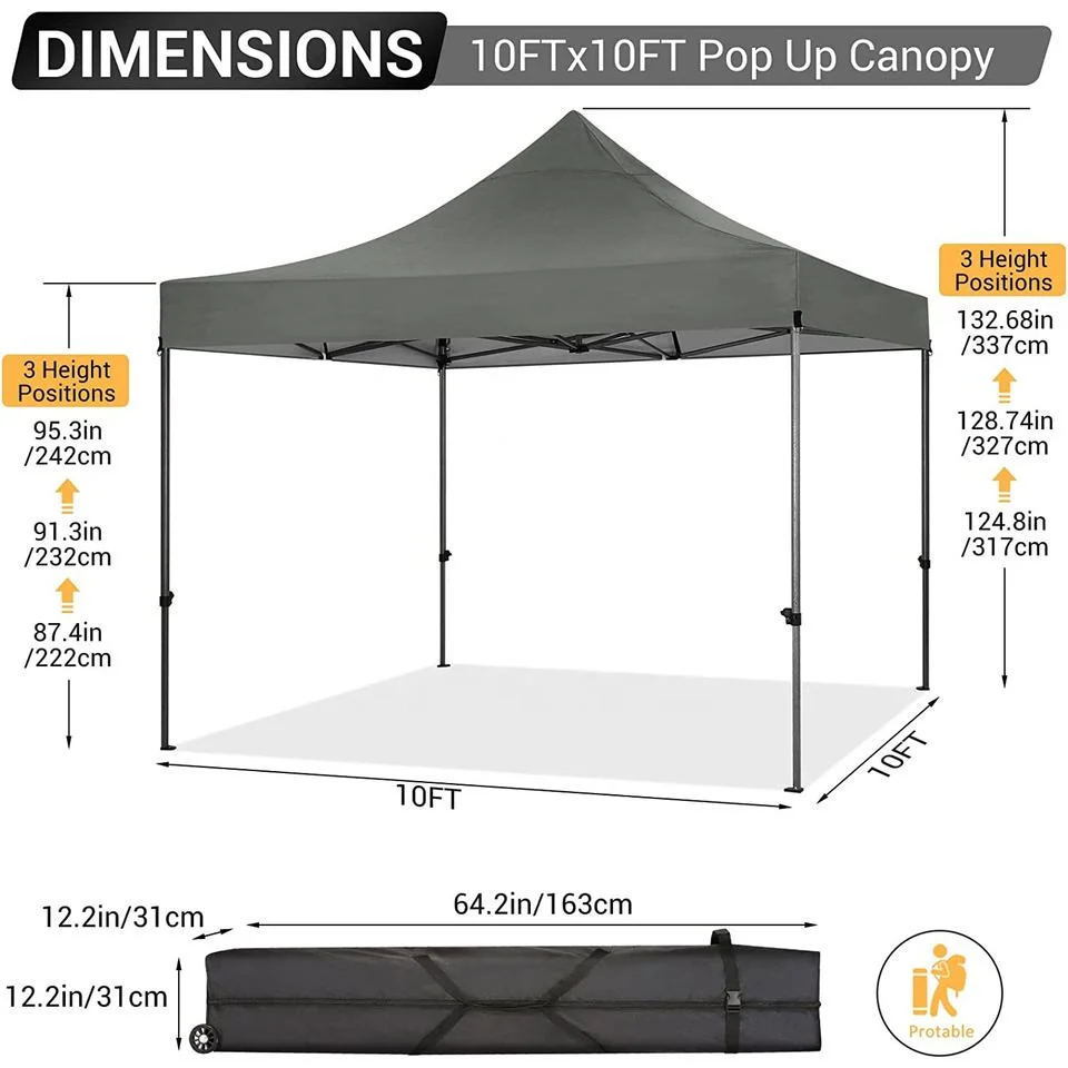 10X10 Pop up Canopy Tent Commercial Instant Canopies Heavy Duty Canopy Stable Tent Pop up Gazebo