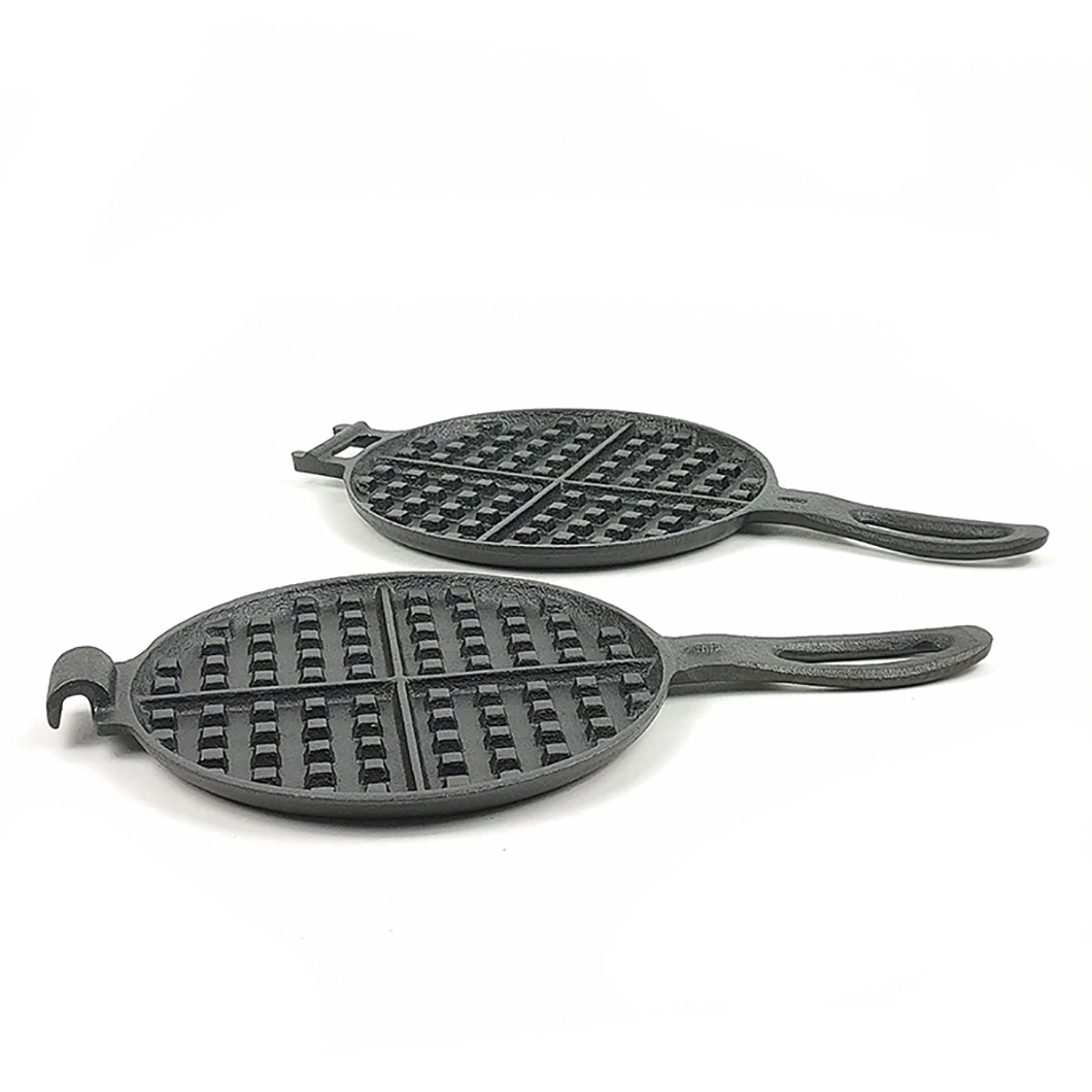 Ustensiles de cuisine de qualité supérieure antiadhésif Pancake Maker Pan rond Waffle Pan Double gril en fonte