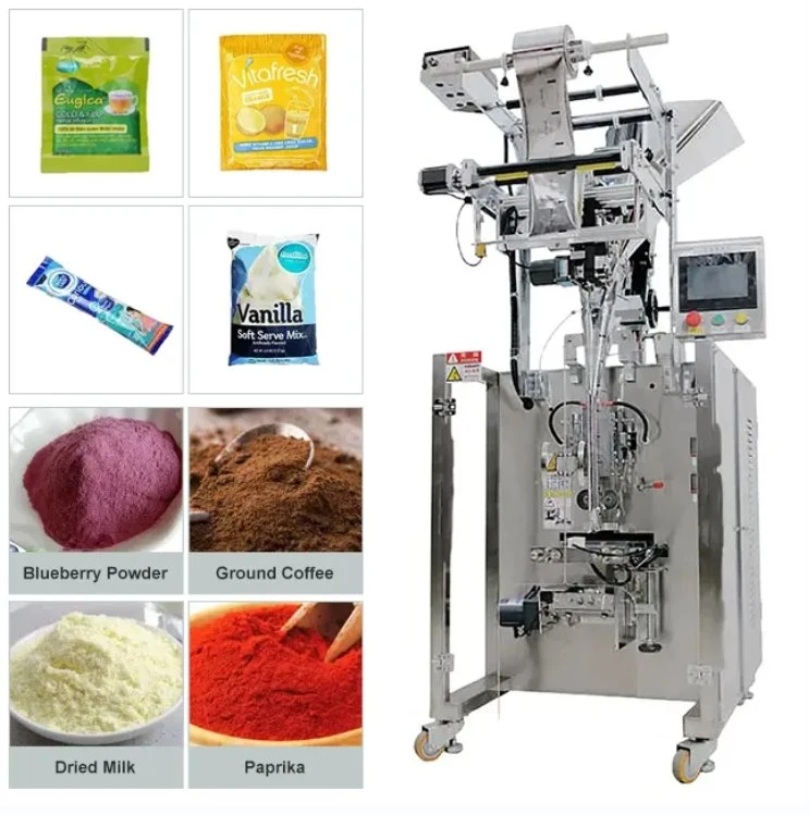 Precio de fábrica Multifunction vertical Form Filling Sealing Granule automático en polvo Máquina de relleno/embalaje de bolsas de plástico para té