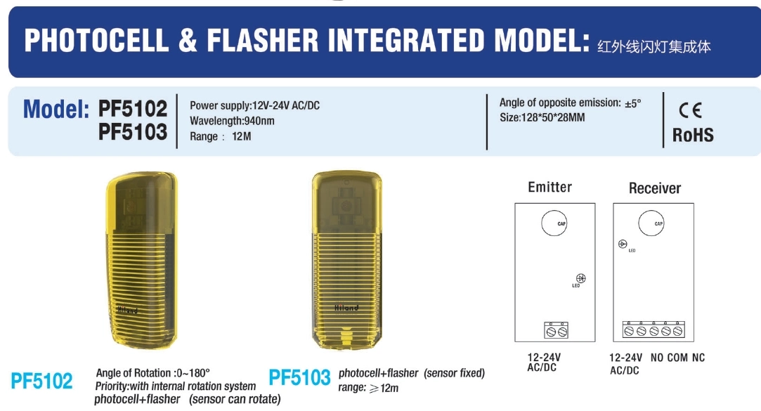 Tür-Akku-Typ Fotozelle mit 2 Jahren Akkulaufzeit Wireless Telefonzelle PF5102