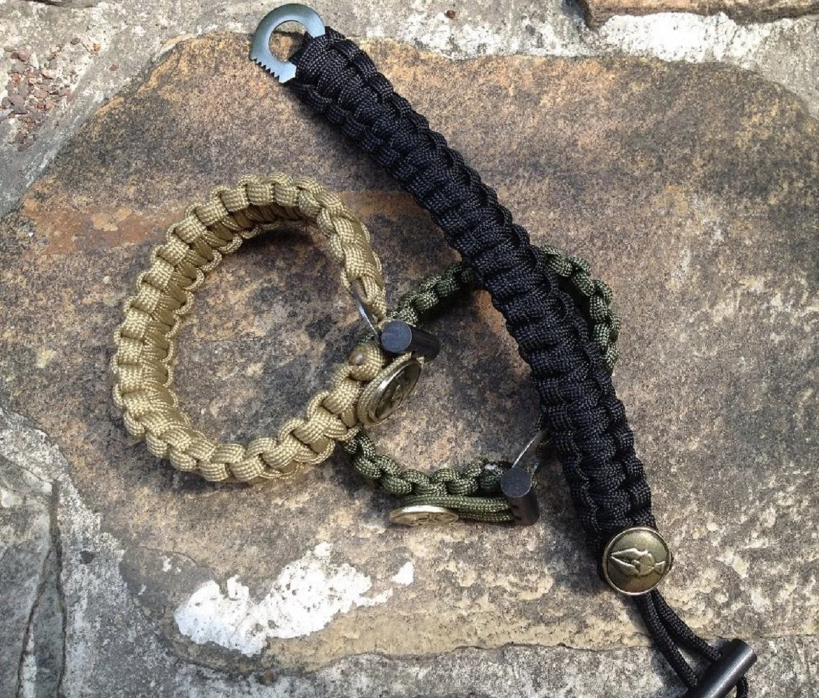 Edelstahl Paracord Armband Double Hole mit Flint Armband Mini Survival Bracelets Bl18267