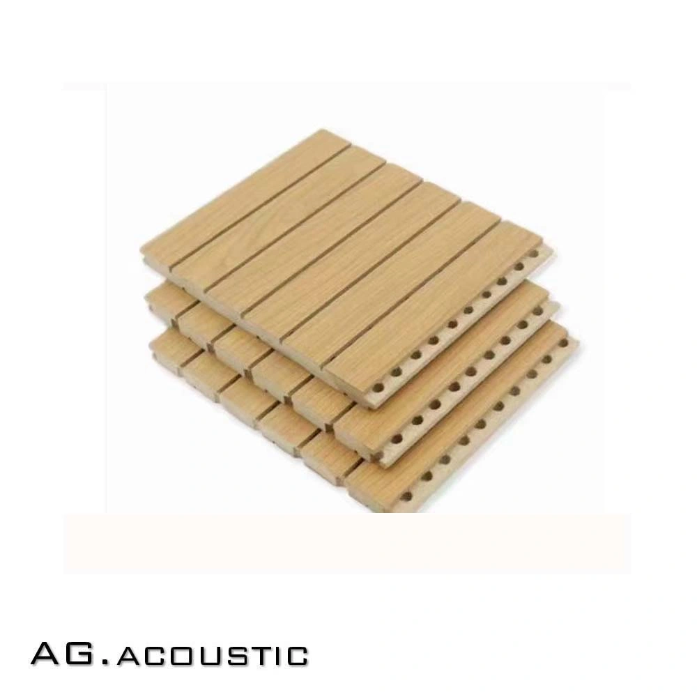 AG. Acoustic Red MDF Core Wood Timber Grooved Sound Absorption Wall Board