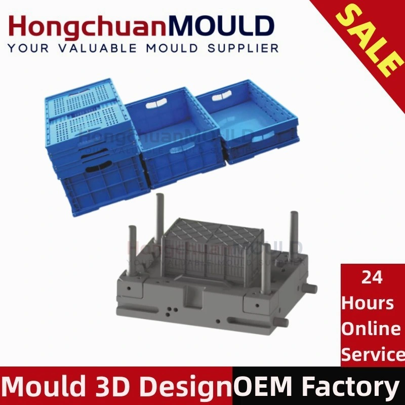 Durable Plastic Collapsible Storage Bins Mold and Folding Crates Injection Mould