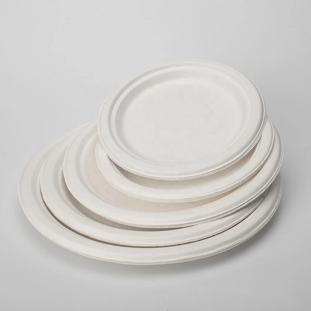 3 Compartment Compostable Sugarcane Bagasse Pulp Disposable Plate Dishes Biodegradable Food Container Tableware