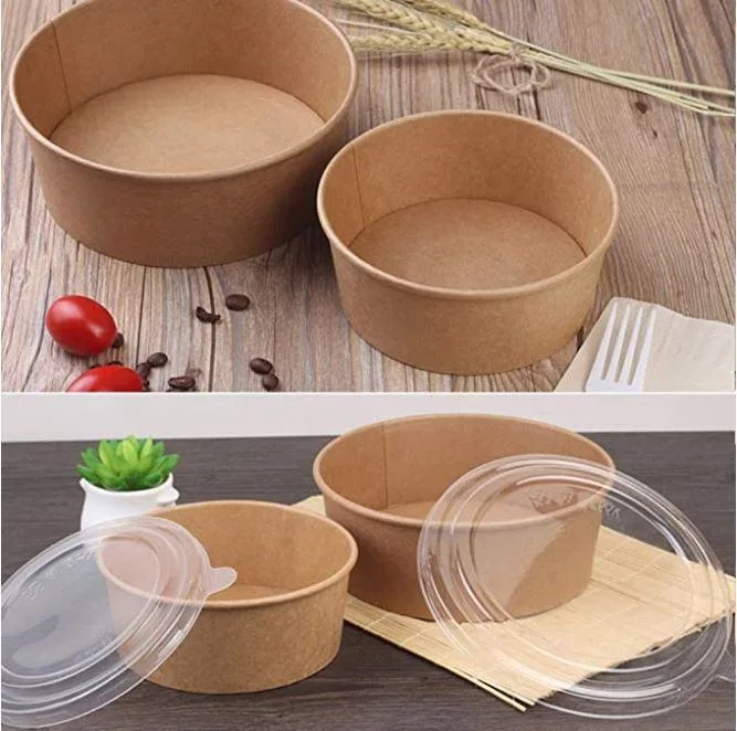 500ml 750ml 1000ml 1300ml 1500ml Disposable Kraft Salad Bowl with Lid Manufacturer