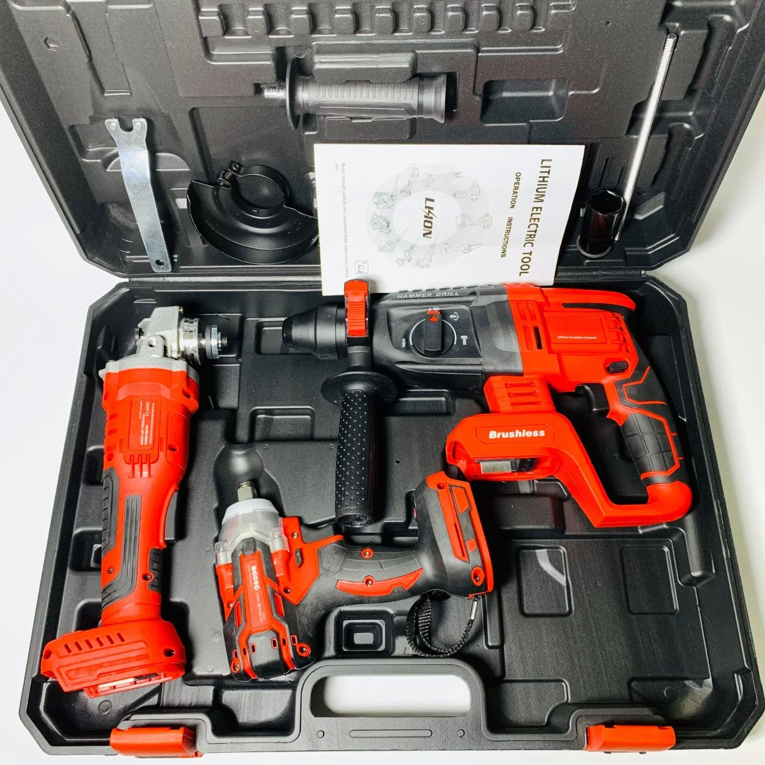 Brushless Cordless Drill Hammer Angle Grinder Torque Wrench Power Combo Tool Sets