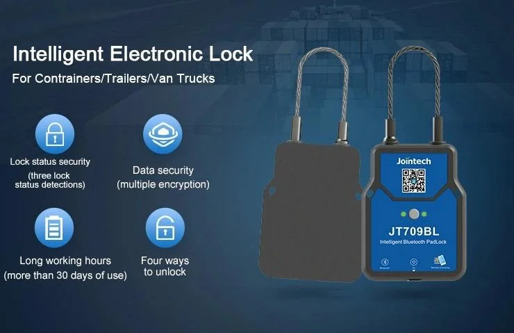 Jointech Jt709A Bluetooth الحاوية Bluetooth GPS تتبع القفل 2g شبكة 4G مستند إلى ويب