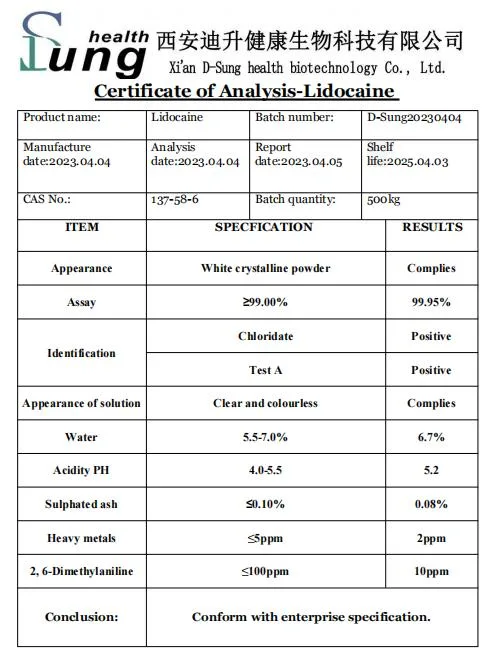 Pharmazeutisches Lidocain Pulver CAS 137-58-6 API Lidocain Rohstoff Lidocain