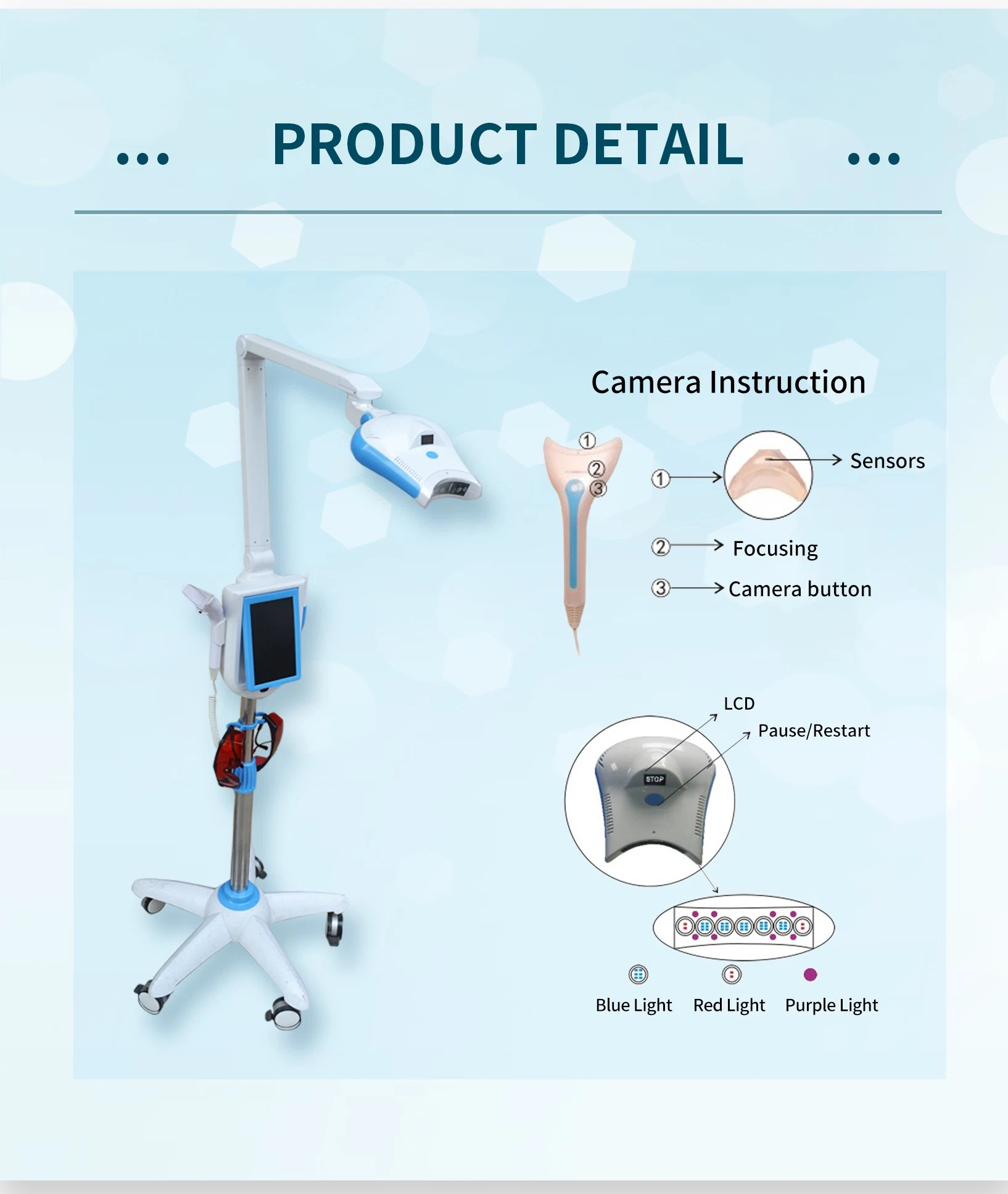 Lámpara de blanqueamiento de dientes láser médico portátil máquina de luz LED profesional Máquina blanqueadora dental