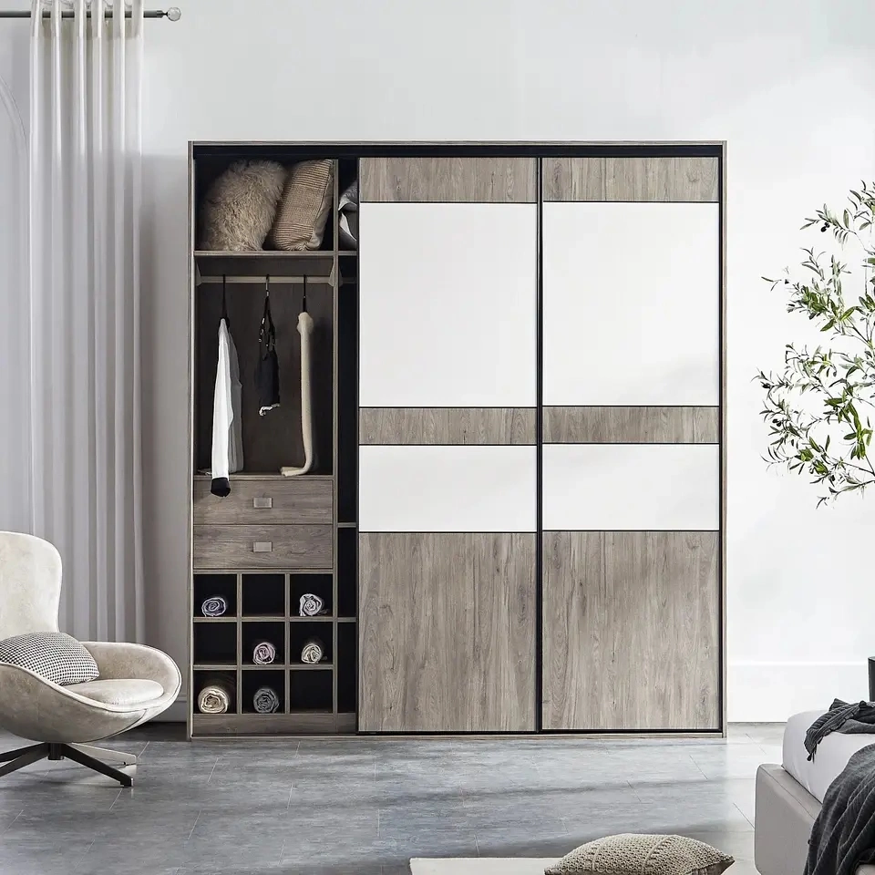 Customized Wardrobe Design Wooden Clothes Walk in Wardrobe Cabinet Furniture