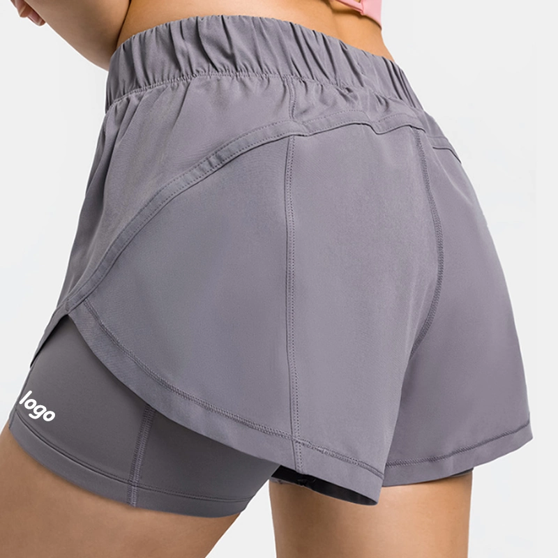 2 In1 Damen Trainingsshorts High Elastic Quick Dry Running Work Out Sport Athletic Fitness Frauen Gym Shorts