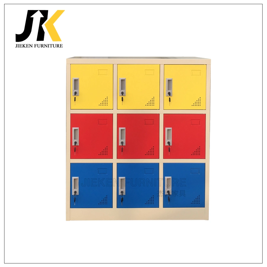 Tri-Color Mix - up Nine - Door Metal Wardrobes with Lock