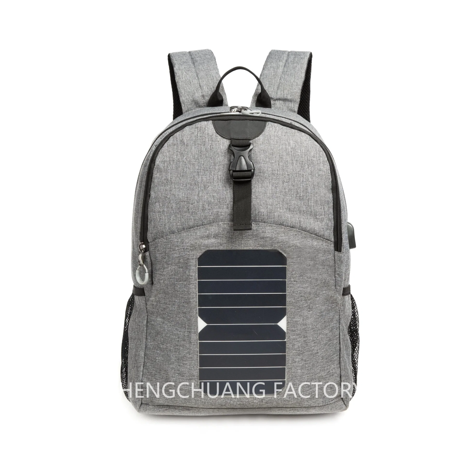 High Tech Men's Solar Backpack Smart Bag Outdoor Solar Panel Power Battery Backpack with USB Charging Port