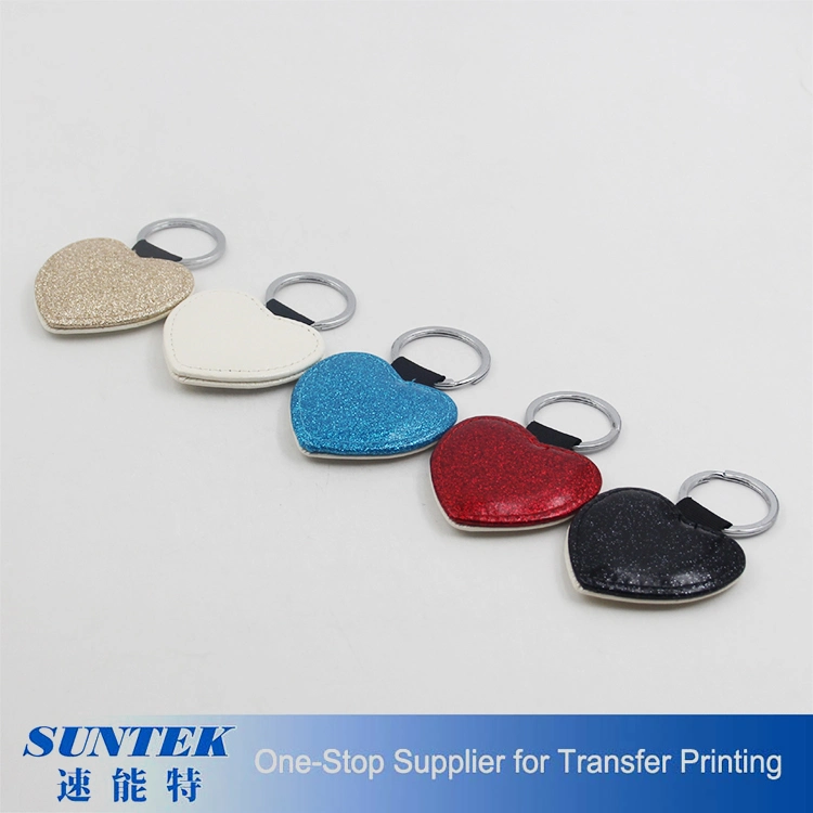 Christmas Promotional Gift Custom Glitter Keychain Sublimation Photo Frame Keychain Leather