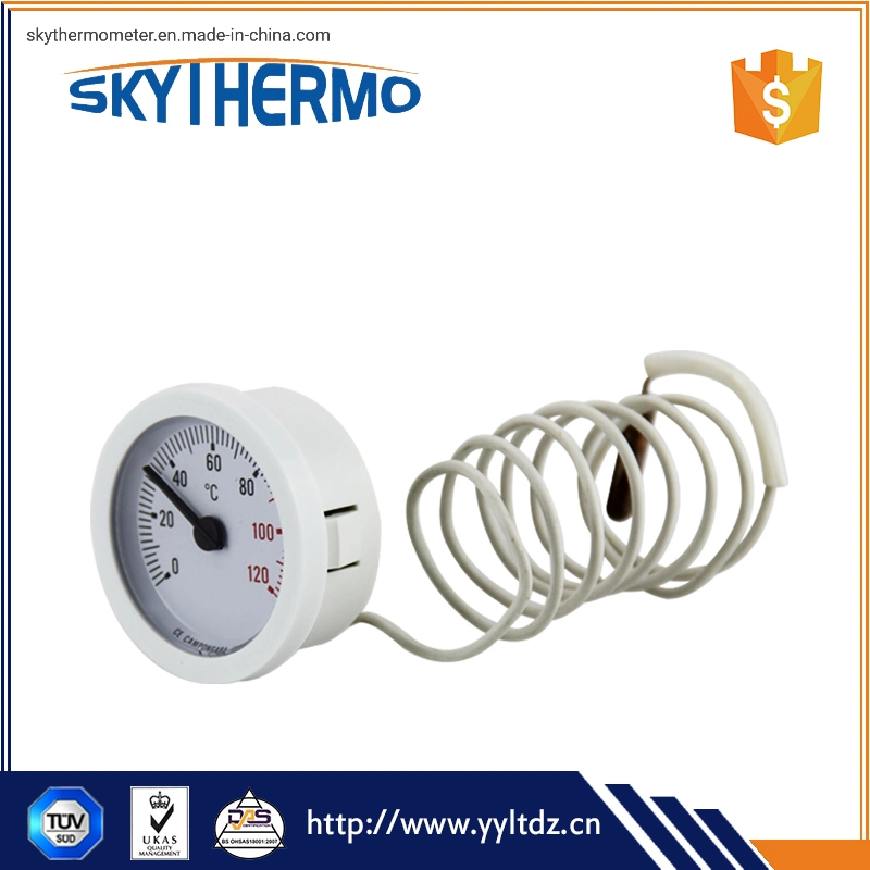 Chrome-Plated Ring Dial Plastic Capillary Thermometer 0-120 Used on Bolier with PVC Coated Capillary