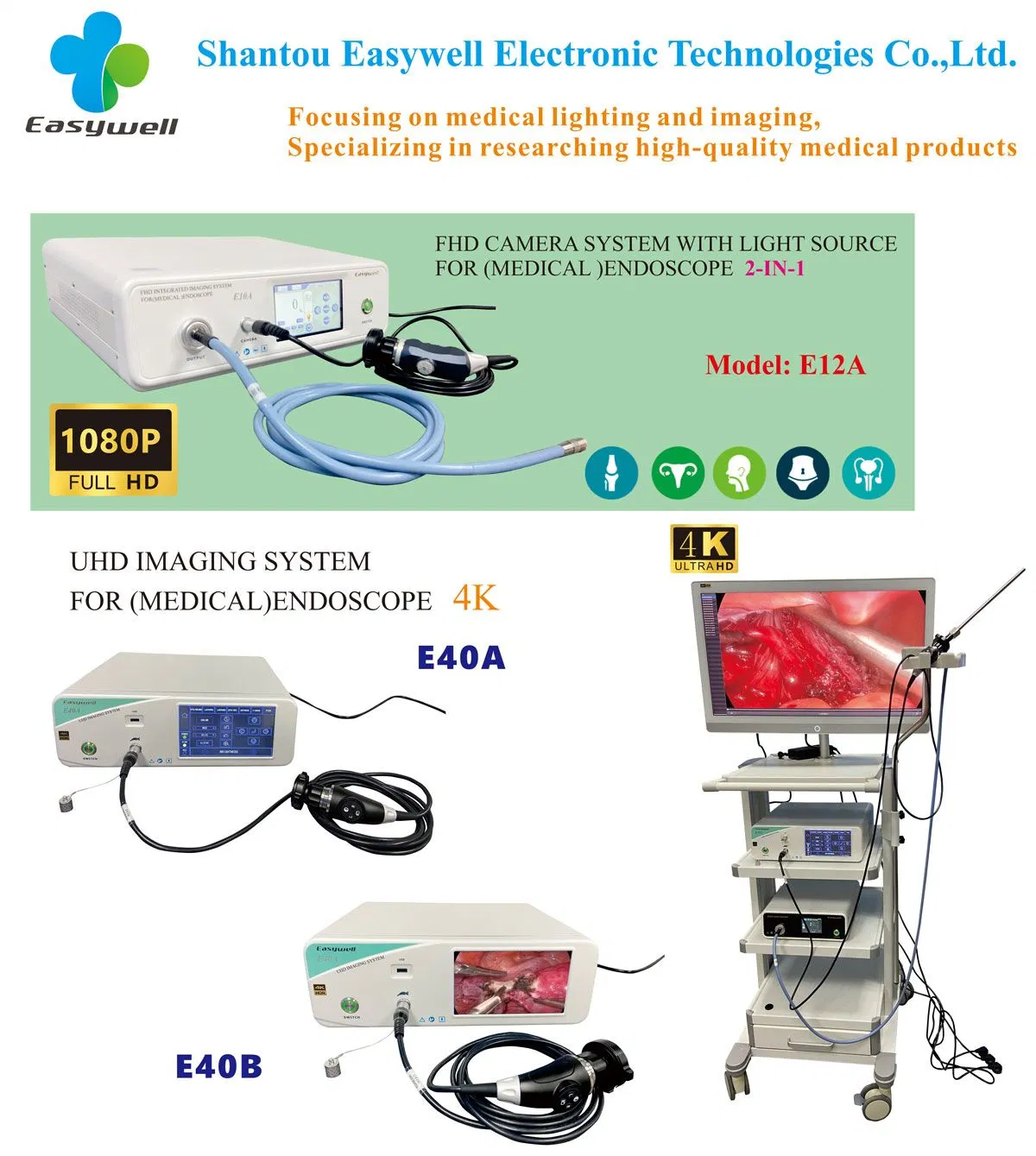 E40A 7-дюймовая система сенсорного управления UHD-визуализационная система 4K эндоскопия Система камер