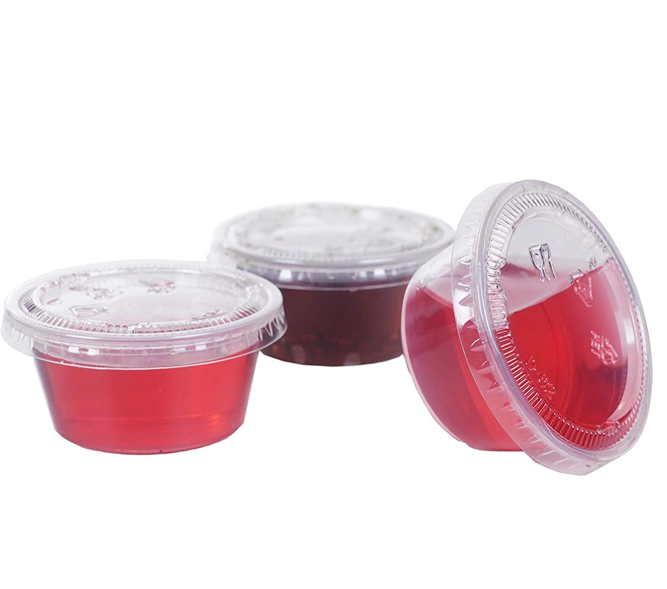 Coupelles à sauce jetables en plastique transparent, étanches et approuvées par la FDA.