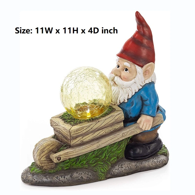 Wholesale Solar Powered LED Poly Resin Gnome Push Unicycle Landscape Lighting Outdoor Garden Holiday Decoration Yard Decoration