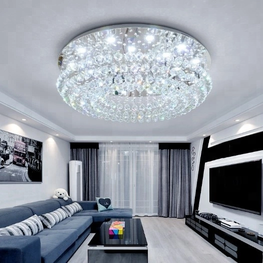 Chrome and Crystal Ceiling Light Fixtures Round Ceiling Lamp (WH-CA-24)