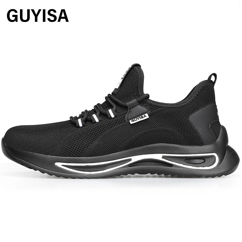 أحذية Guyisa Working Insurance أحذية رجال أعمال خفيفة الوزن وجيدة التهوية صالحة للتنفس أحذية السلامة الرياضية غير الرسمية مع قاعدة مطاطية